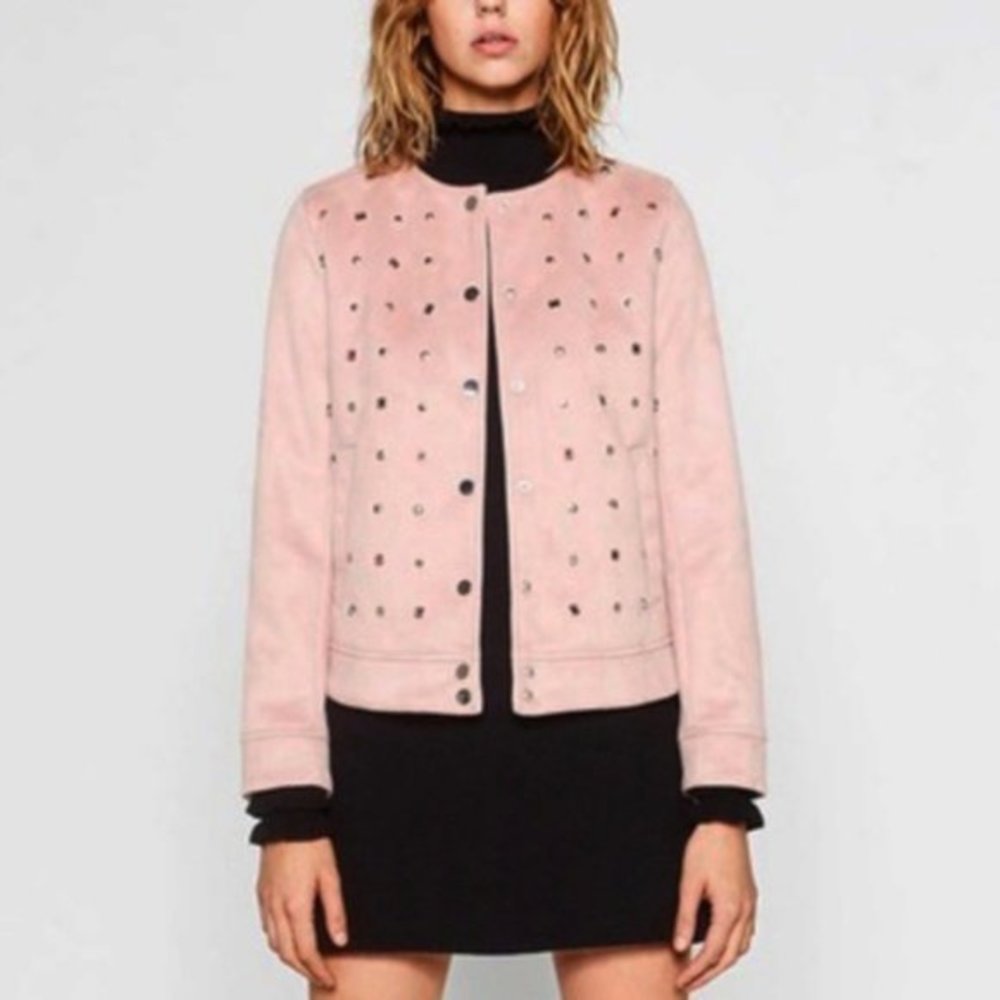 Zara Suede Effect Studded Jacket